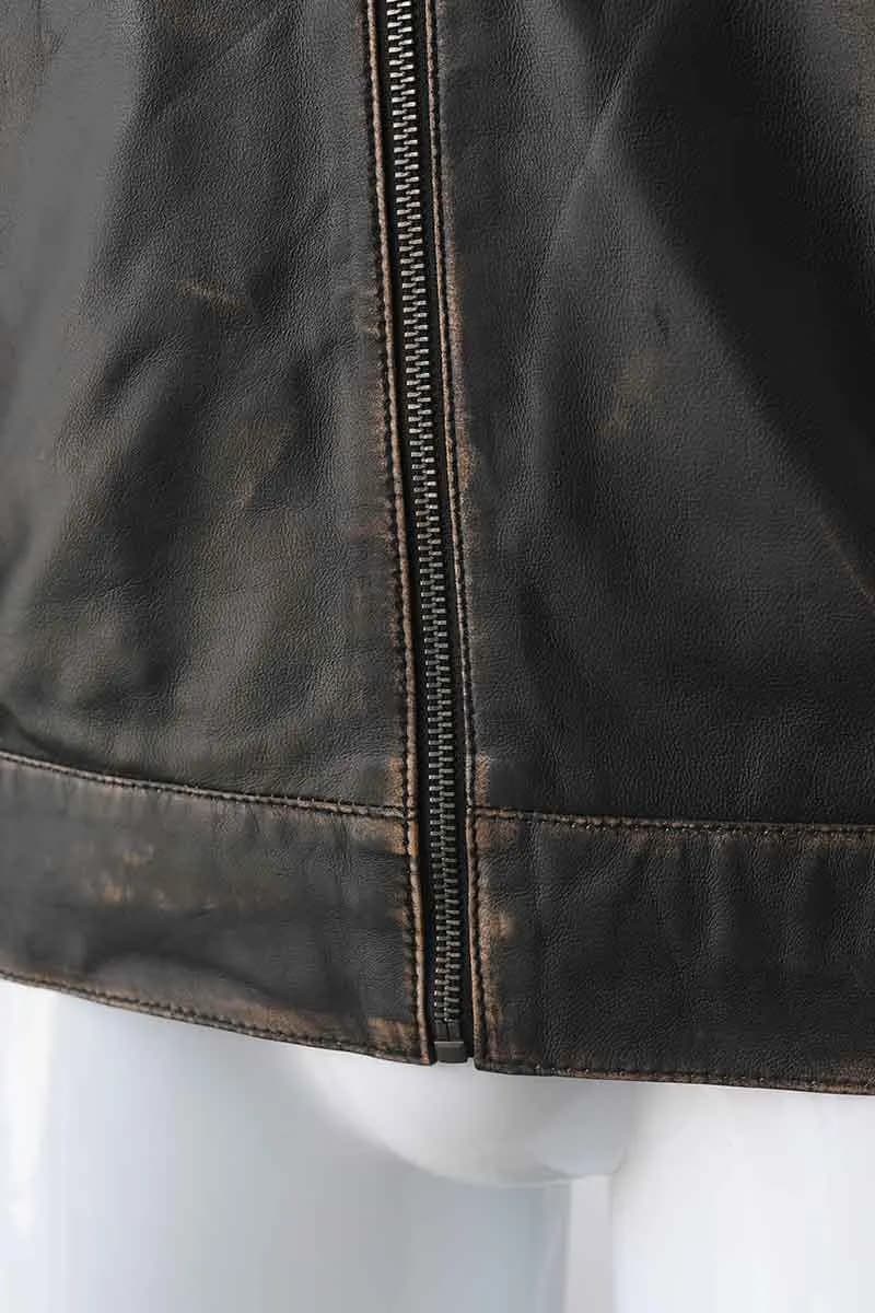 Men's Black Leather Trucker Jacket — Western Style