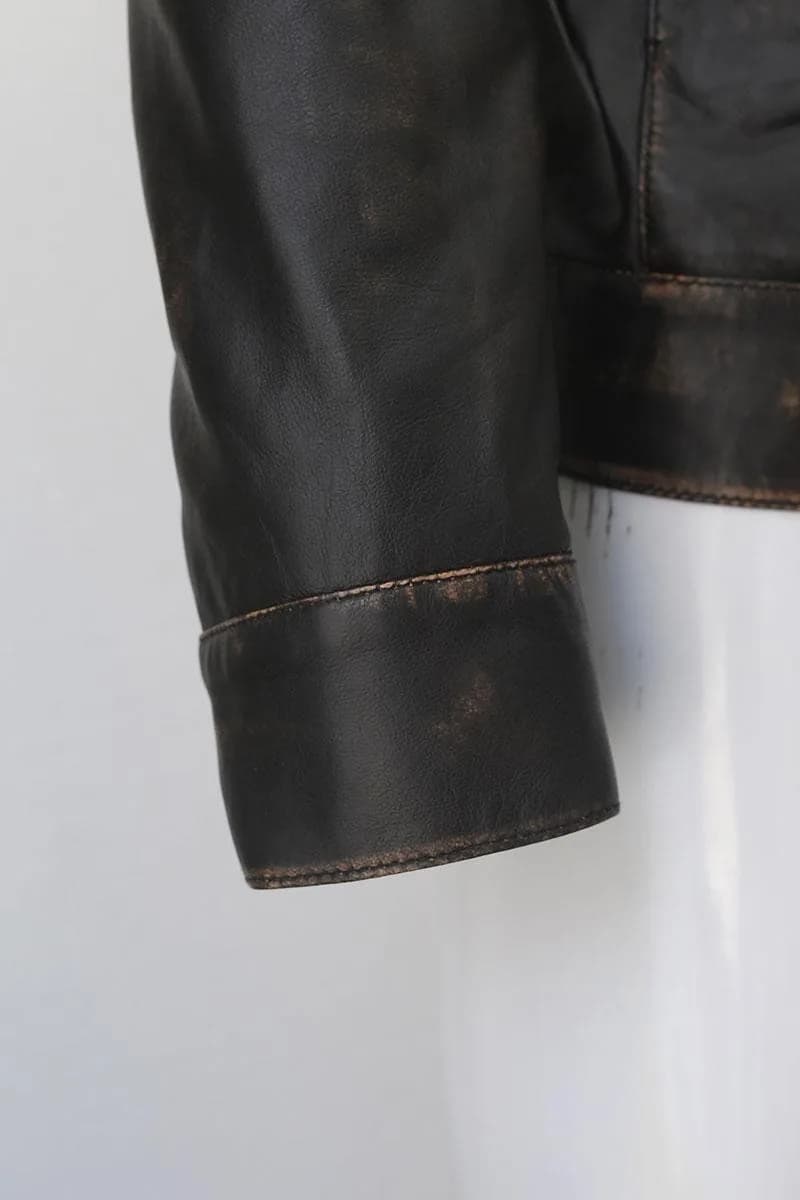 Men's Black Leather Trucker Jacket — Western Style