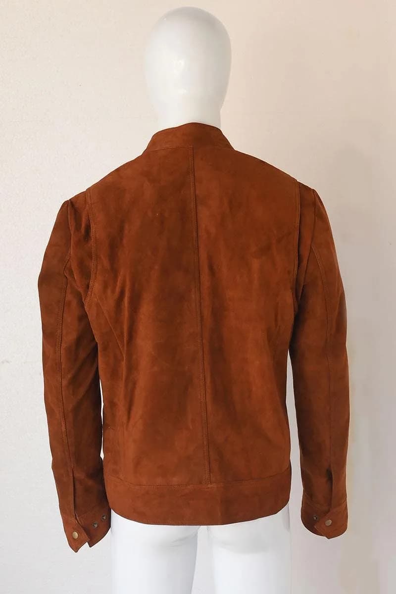 Men's Suede Leather Biker Jacket | Vintage Brown Cafe Racer Streetwear Coat
